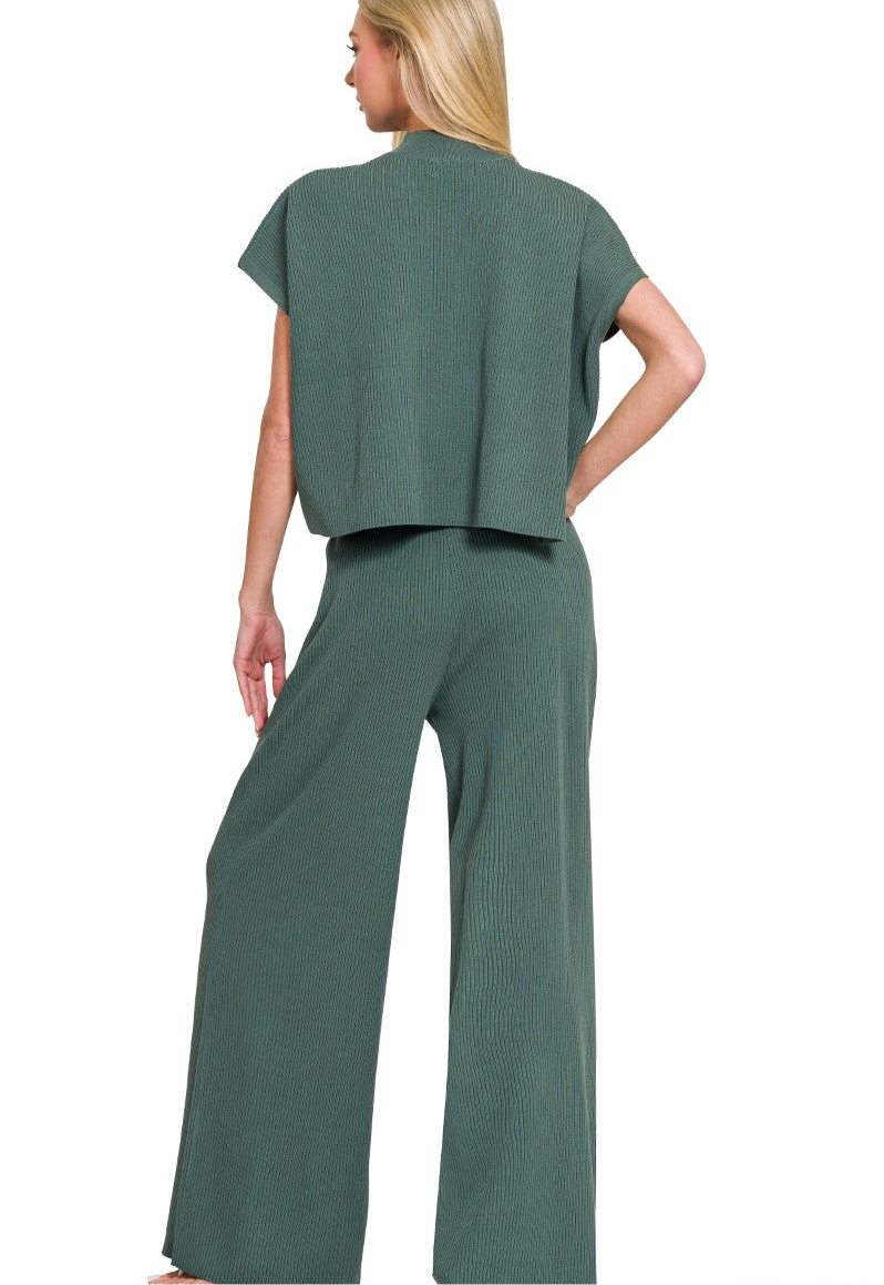 Ash Jade Ribbed Set (TOP)