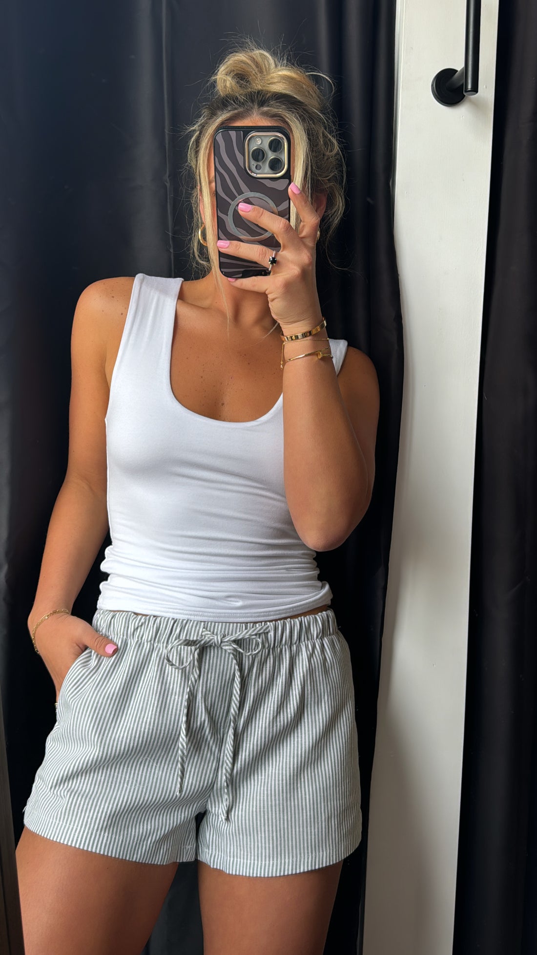 Mint Green Linen Shorts