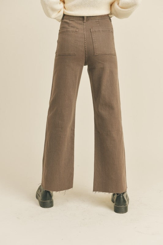 Brown Straight Wide Leg Pants