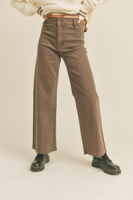 Brown Straight Wide Leg Pants