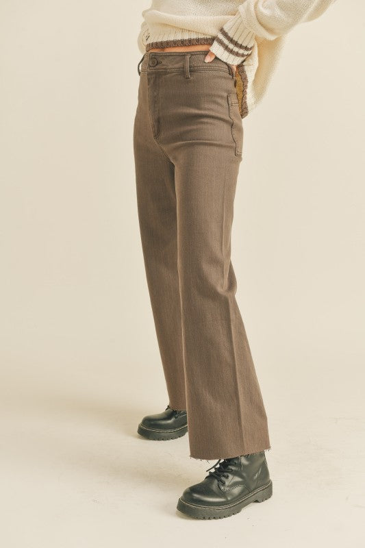 Brown Straight Wide Leg Pants