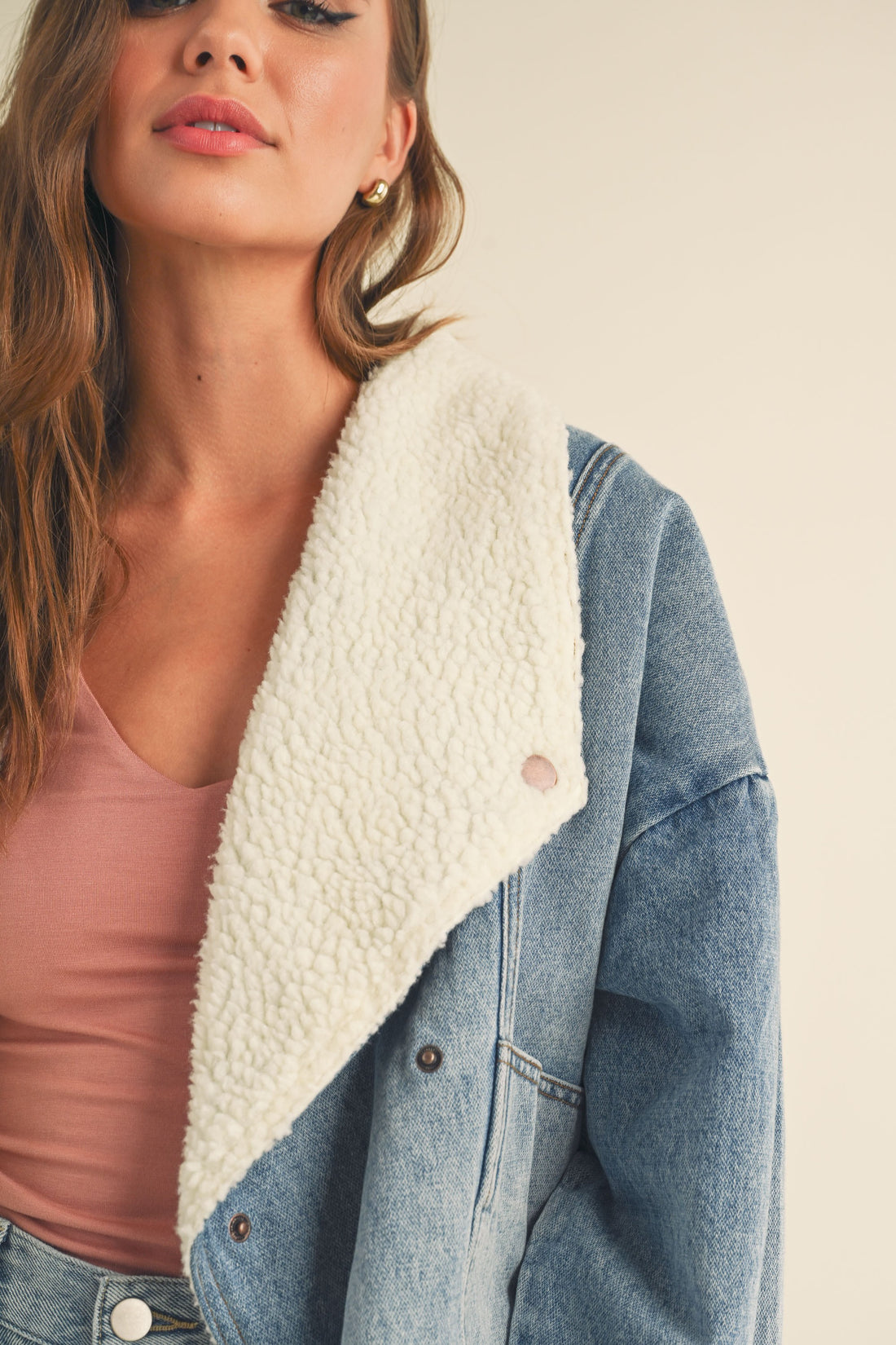 Stylish Sherpa Denim Jacket