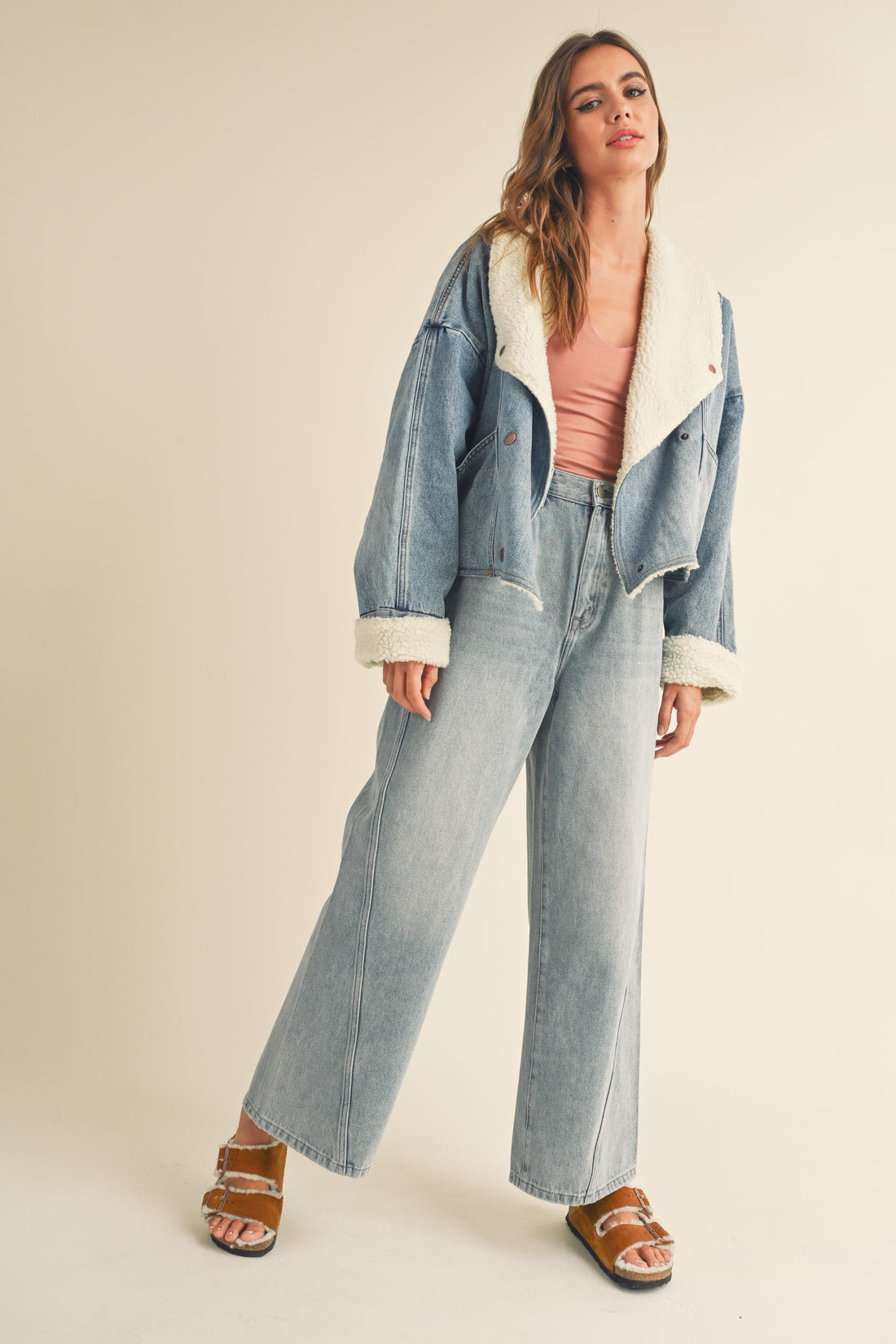 Stylish Sherpa Denim Jacket