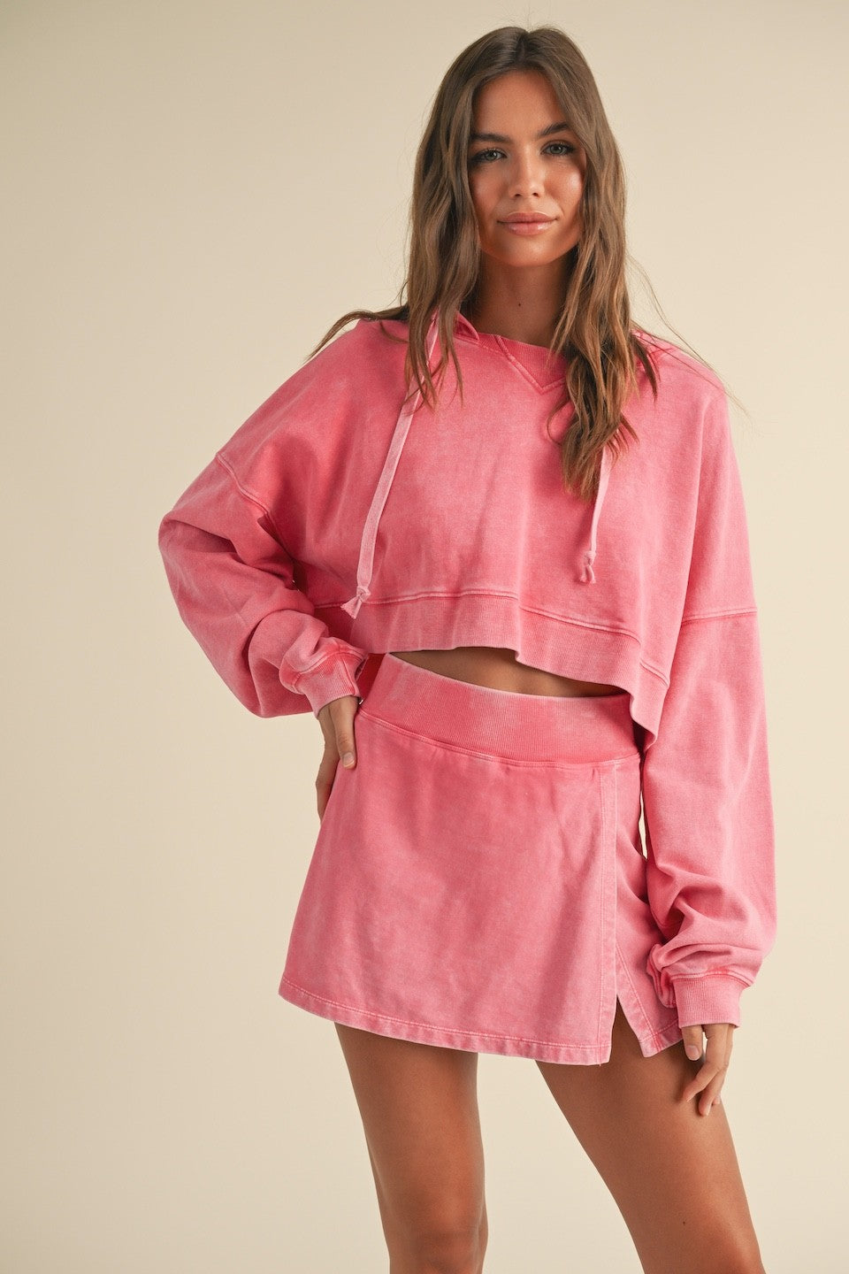 Pink Mineral Wash Pullover Hoodie