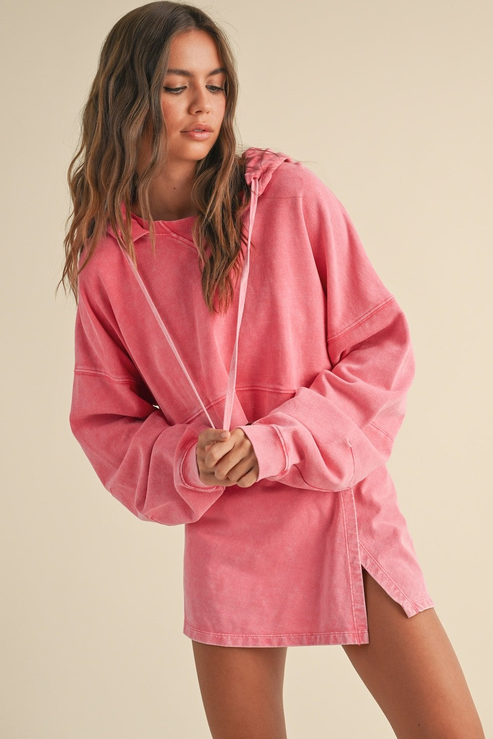 Pink Mineral Wash Pullover Hoodie