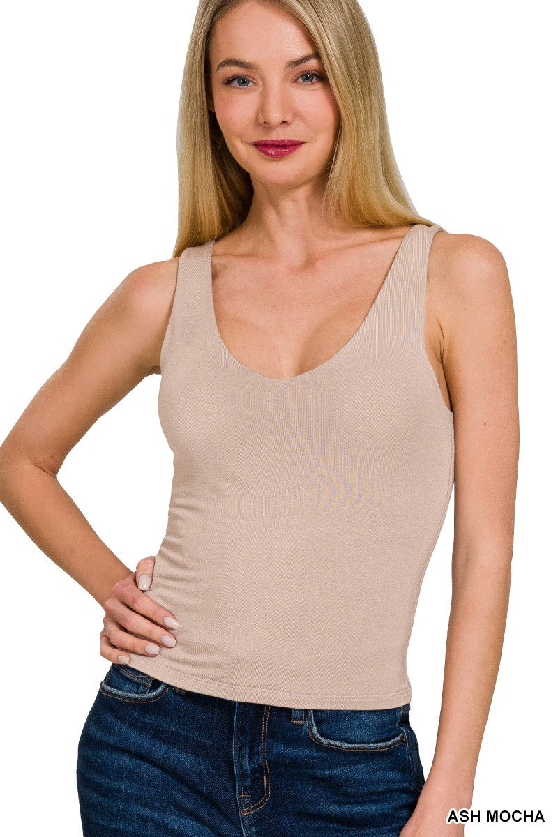 Scope Neck Tank - Mocha