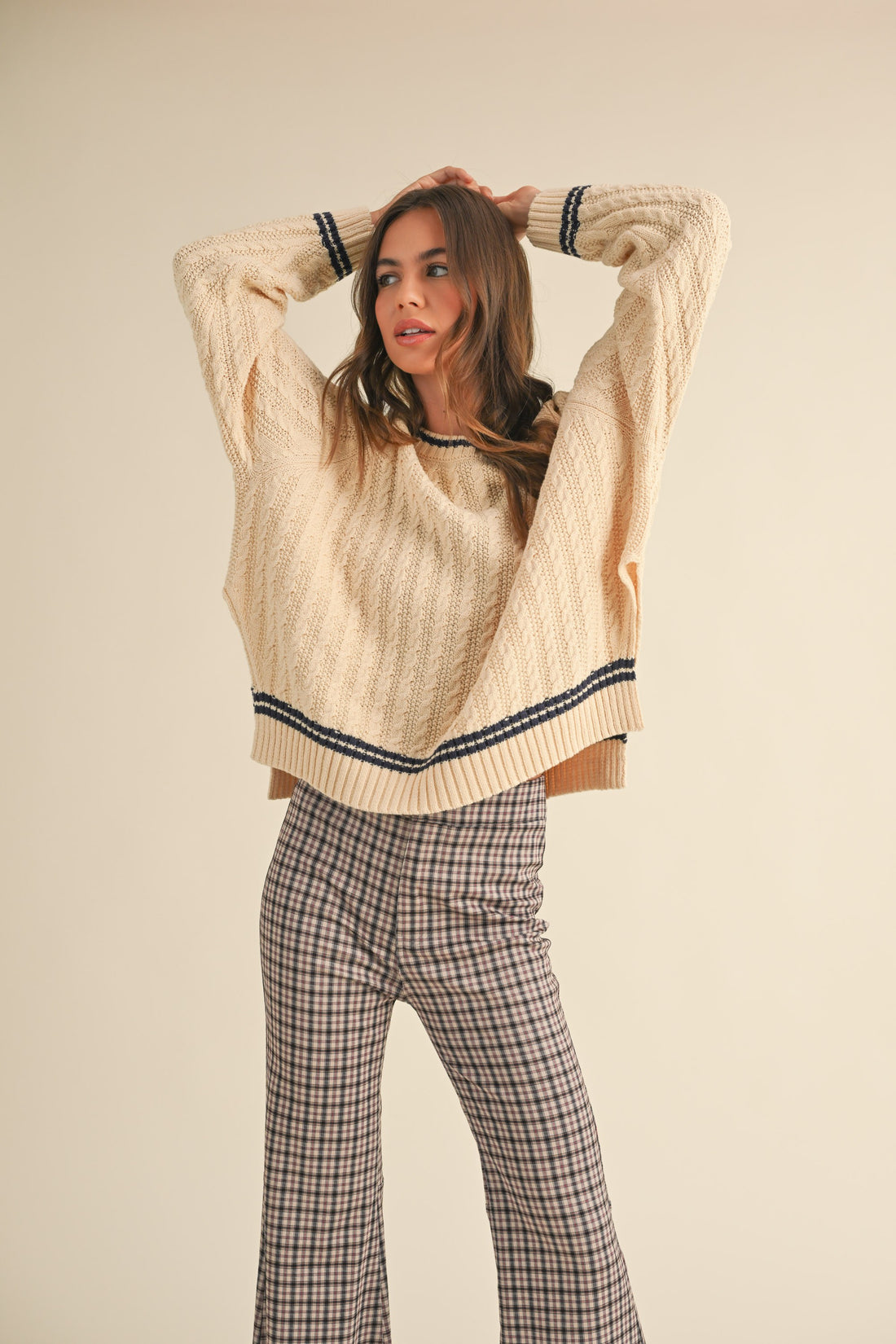 Cable Contrast Sweater