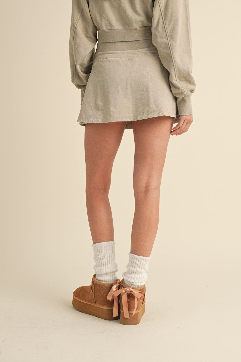 Beige Mineral Wash Skort