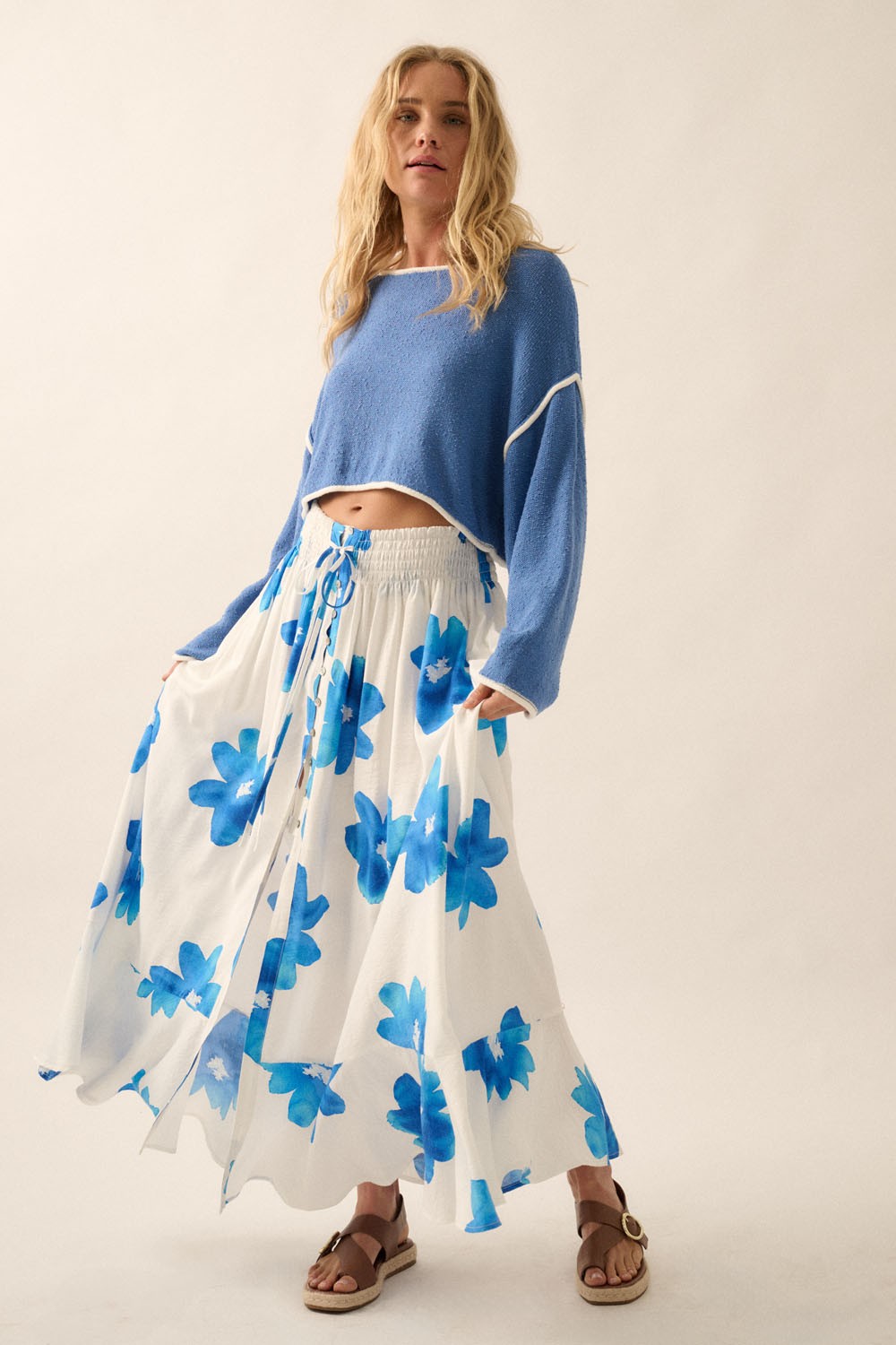 Retro Blue Lightweight Top