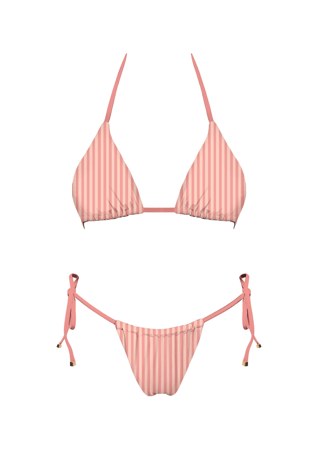 Peach Striped Bikini - TOP