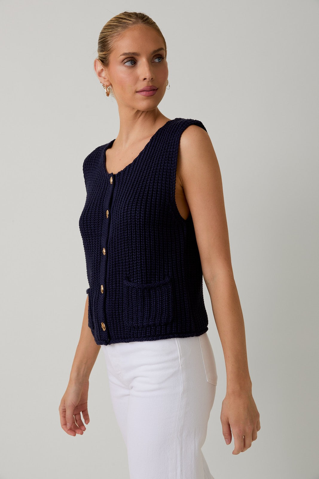 Navy Chunky Knit Vest