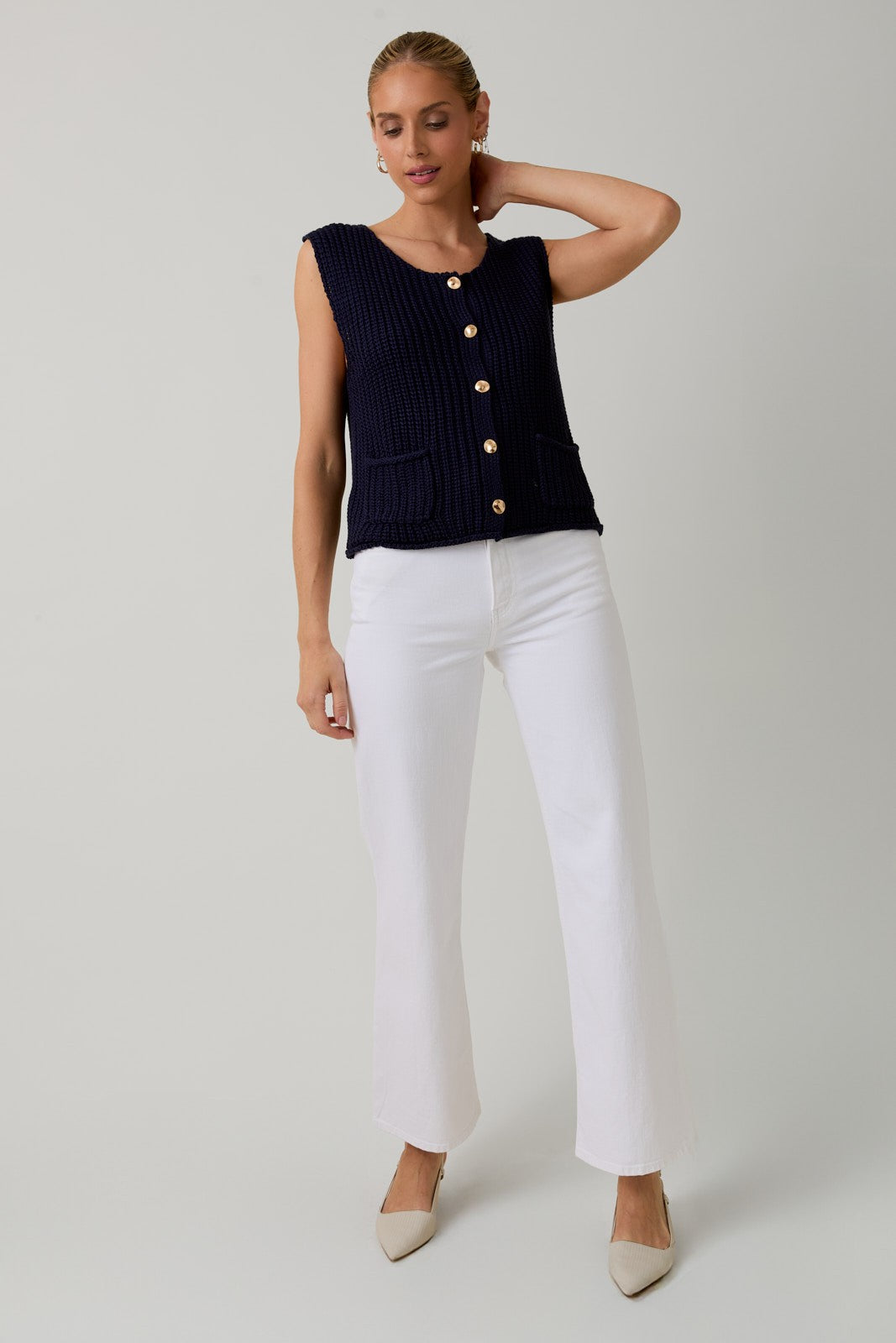 Navy Chunky Knit Vest