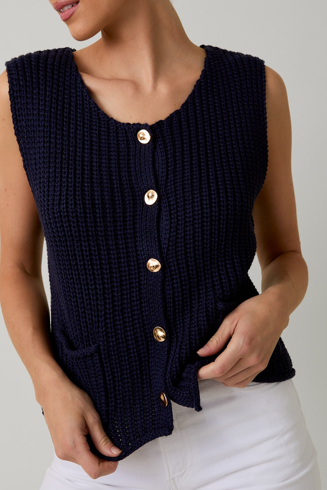Navy Chunky Knit Vest