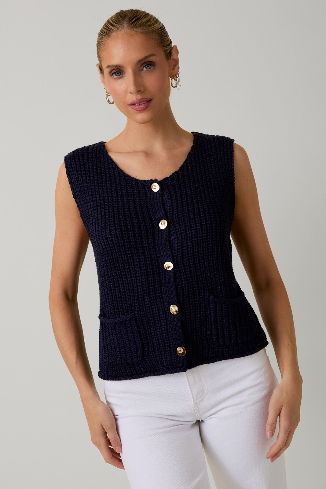 Navy Chunky Knit Vest