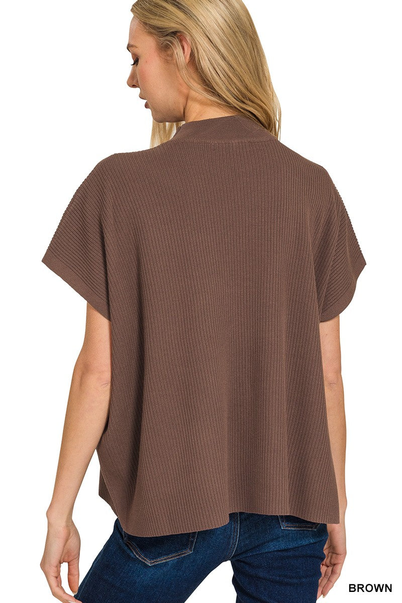 Ribbed Fall Top- Brown