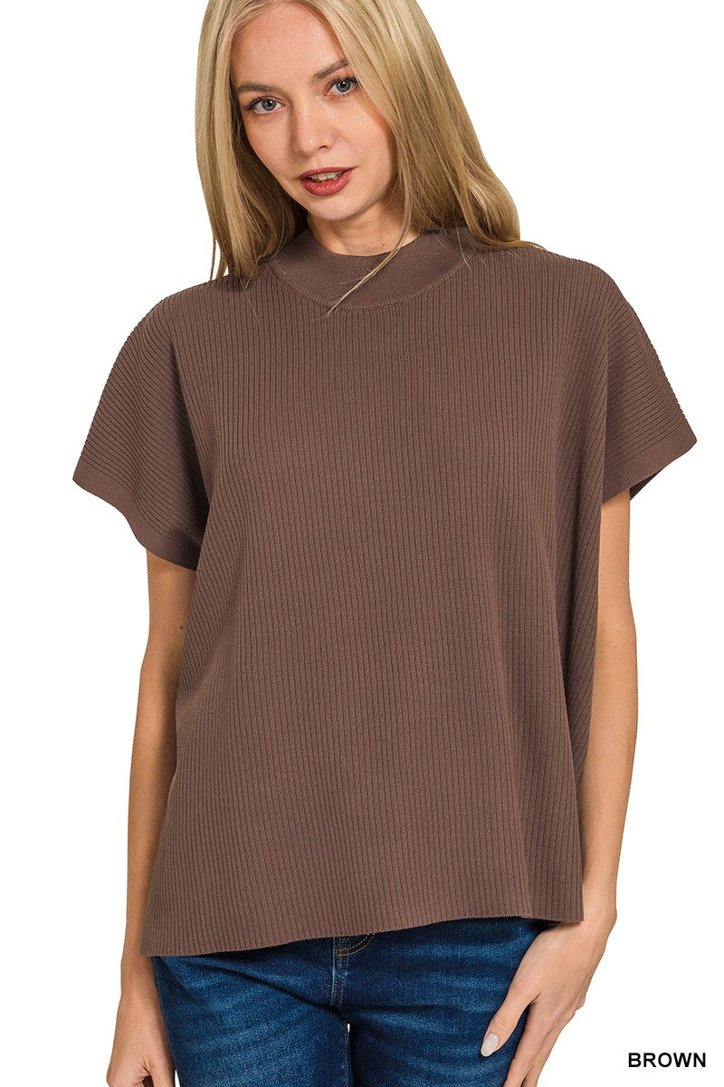 Ribbed Fall Top- Brown