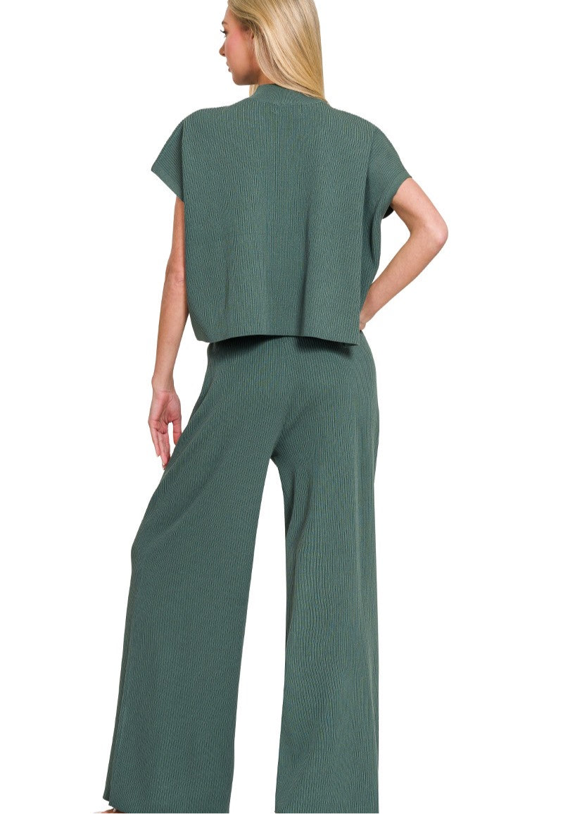 Ash Jade Ribbed Set (PANTS)