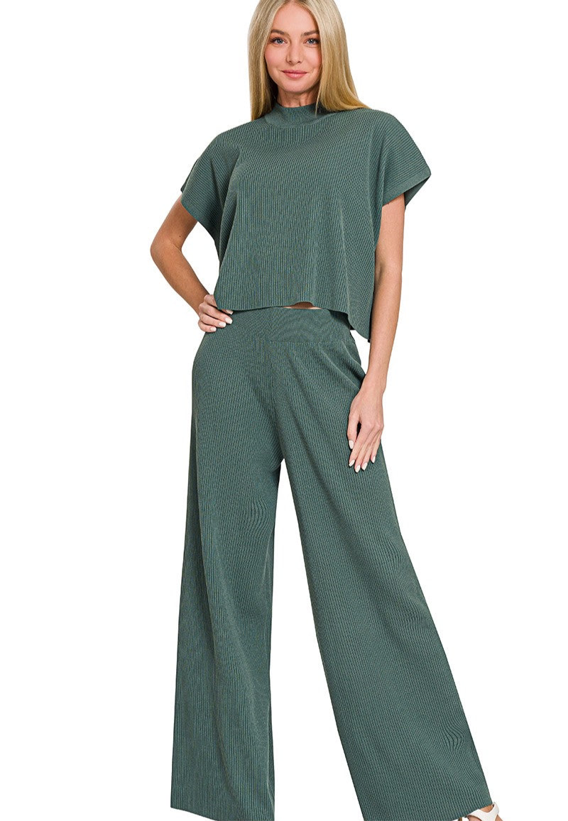 Ash Jade Ribbed Set (PANTS)