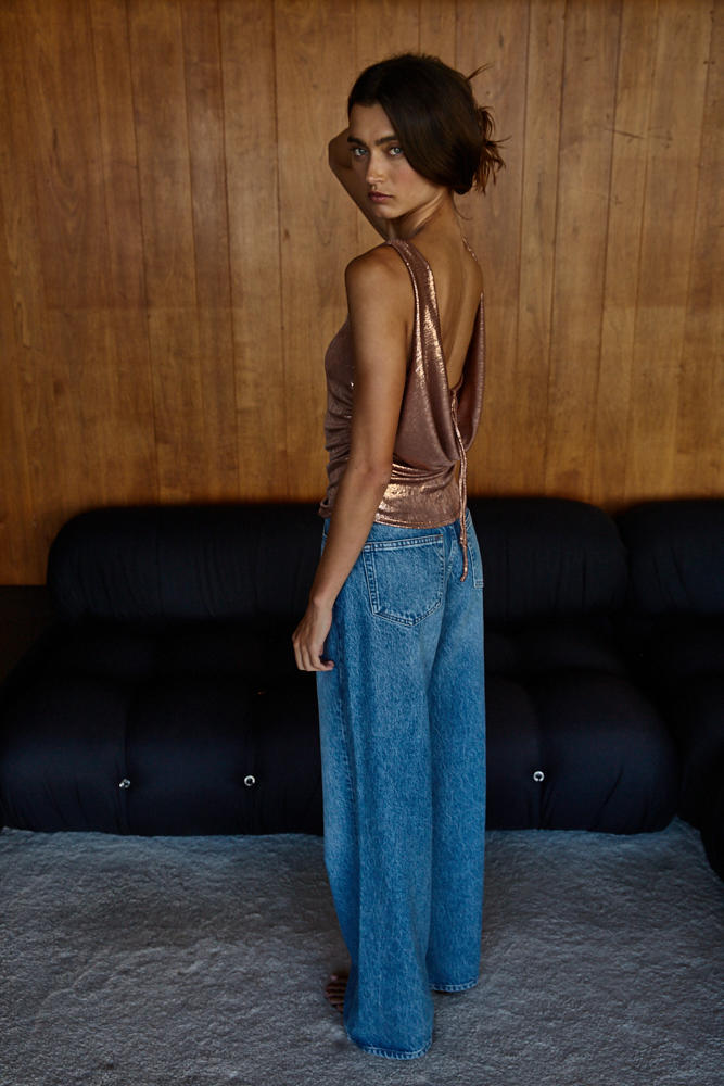 Rose Gold Draped Back Top