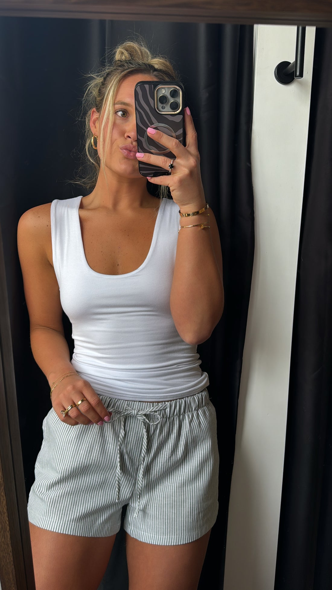 Mint Green Linen Shorts