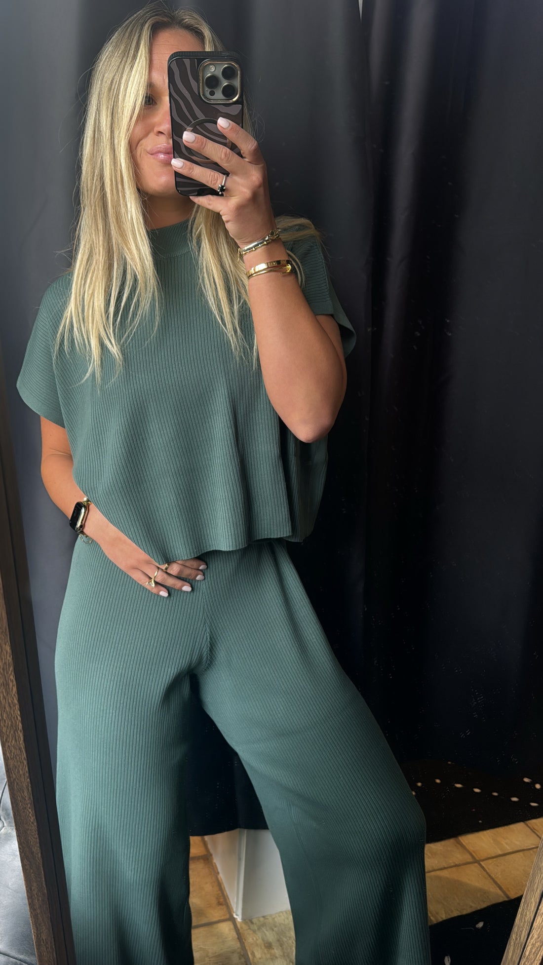 Ash Jade Ribbed Set (PANTS)