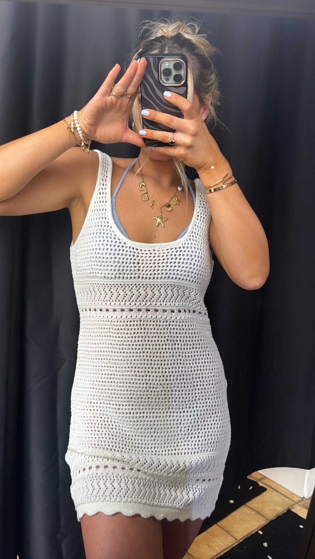 White Crochet Coverup Dress