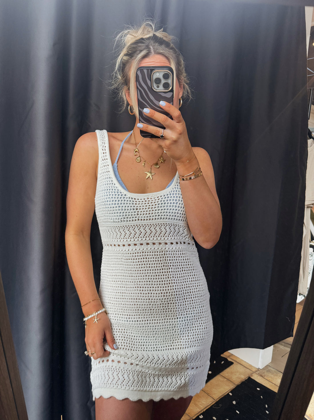 White Crochet Coverup Dress