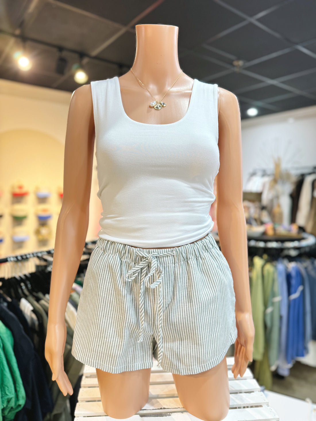 Mint Green Linen Shorts