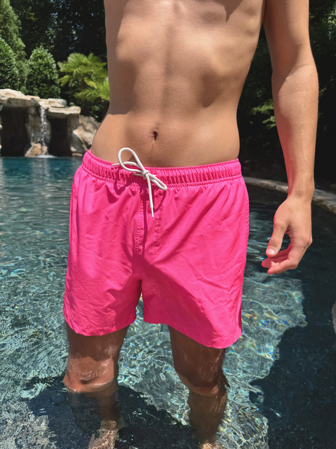 Hot Pink Men Swim Trunk