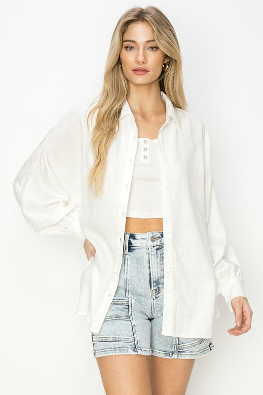 Linen Top - white