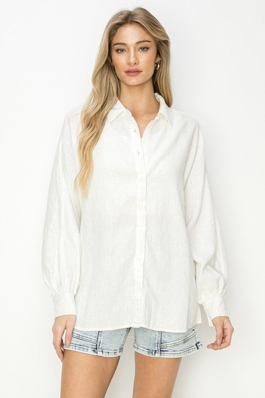 Linen Top - white