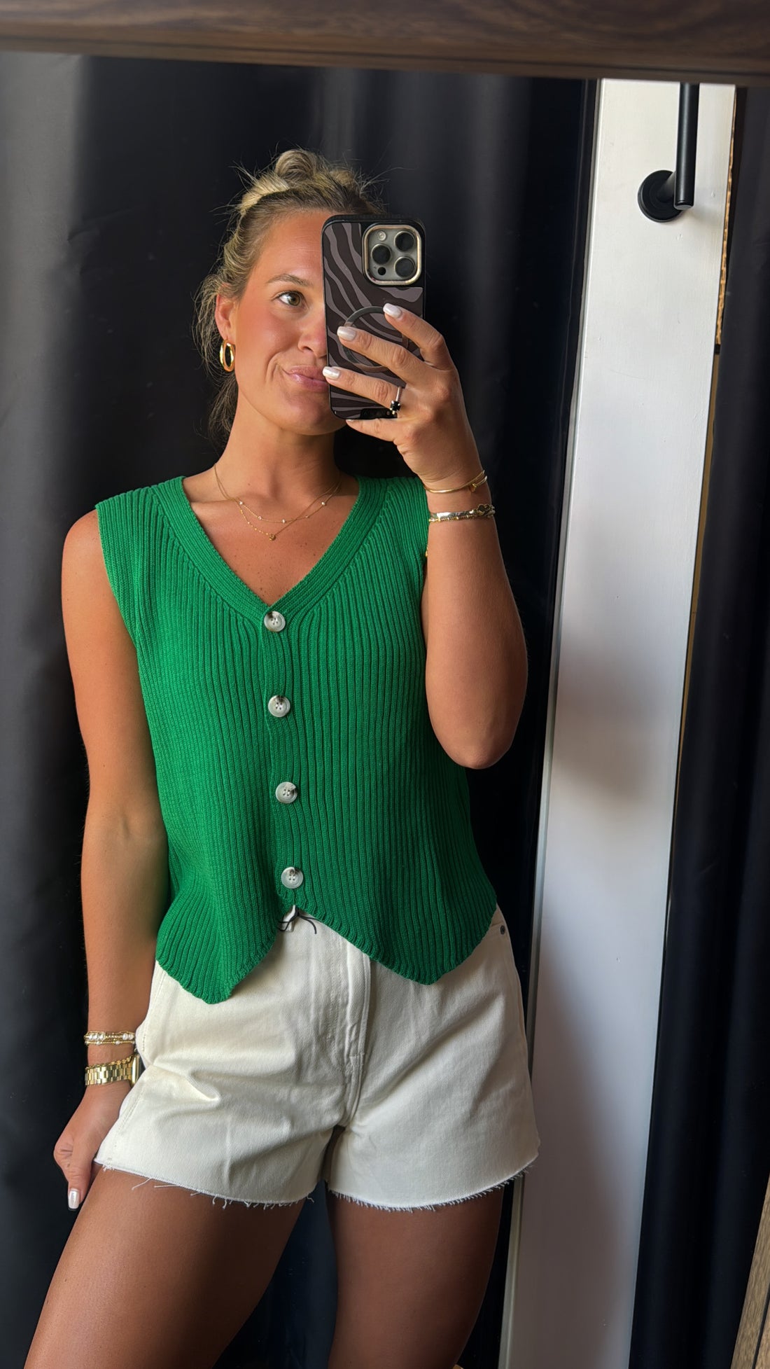 Kelly Green Button Down Vest