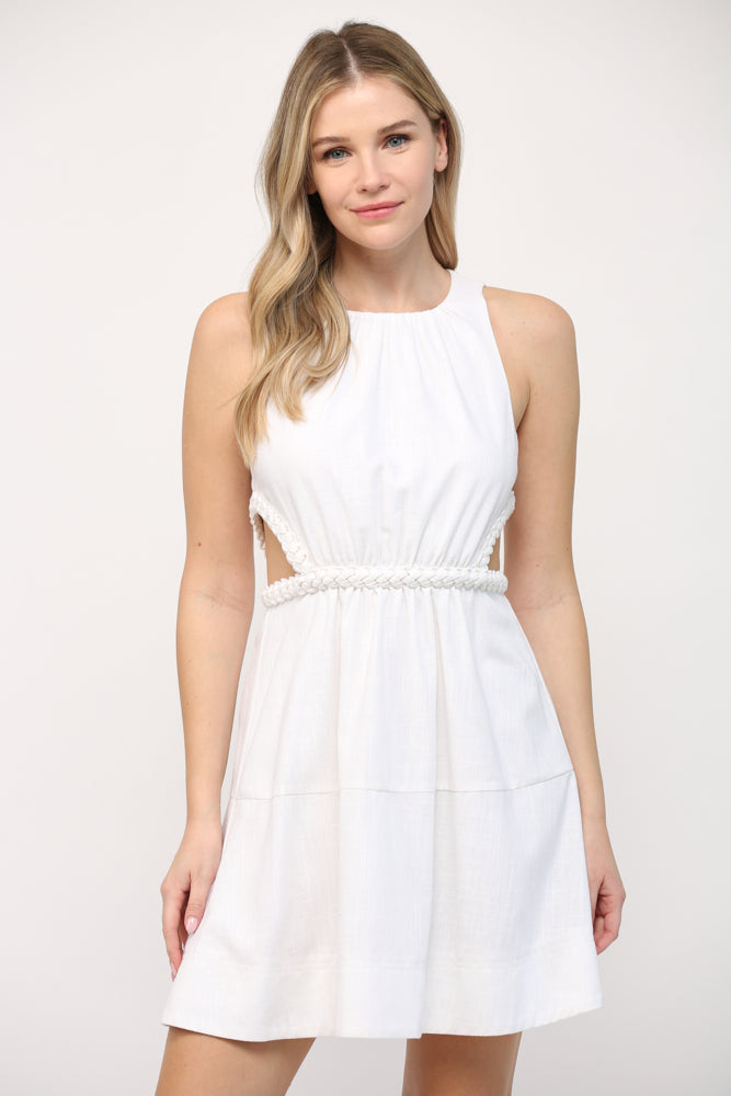 LINA LINEN BRAIDED CUT OUT DRESS True Boutique LINA LINEN BRAIDED CUT OUT DRESS True Boutique