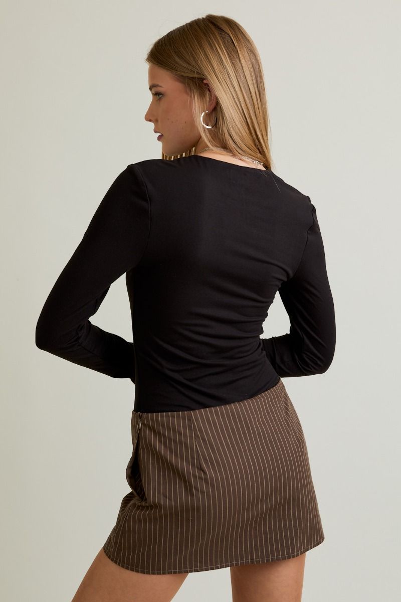 Double Layered Long Sleeve Bodysuit (black)