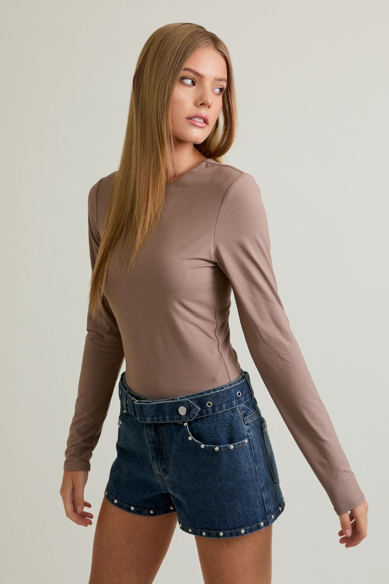 Double Layered Long Sleeve Bodysuit (taupe)