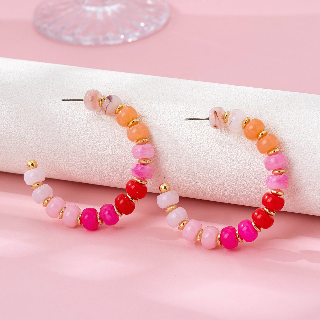 Pink Beaded Hoop