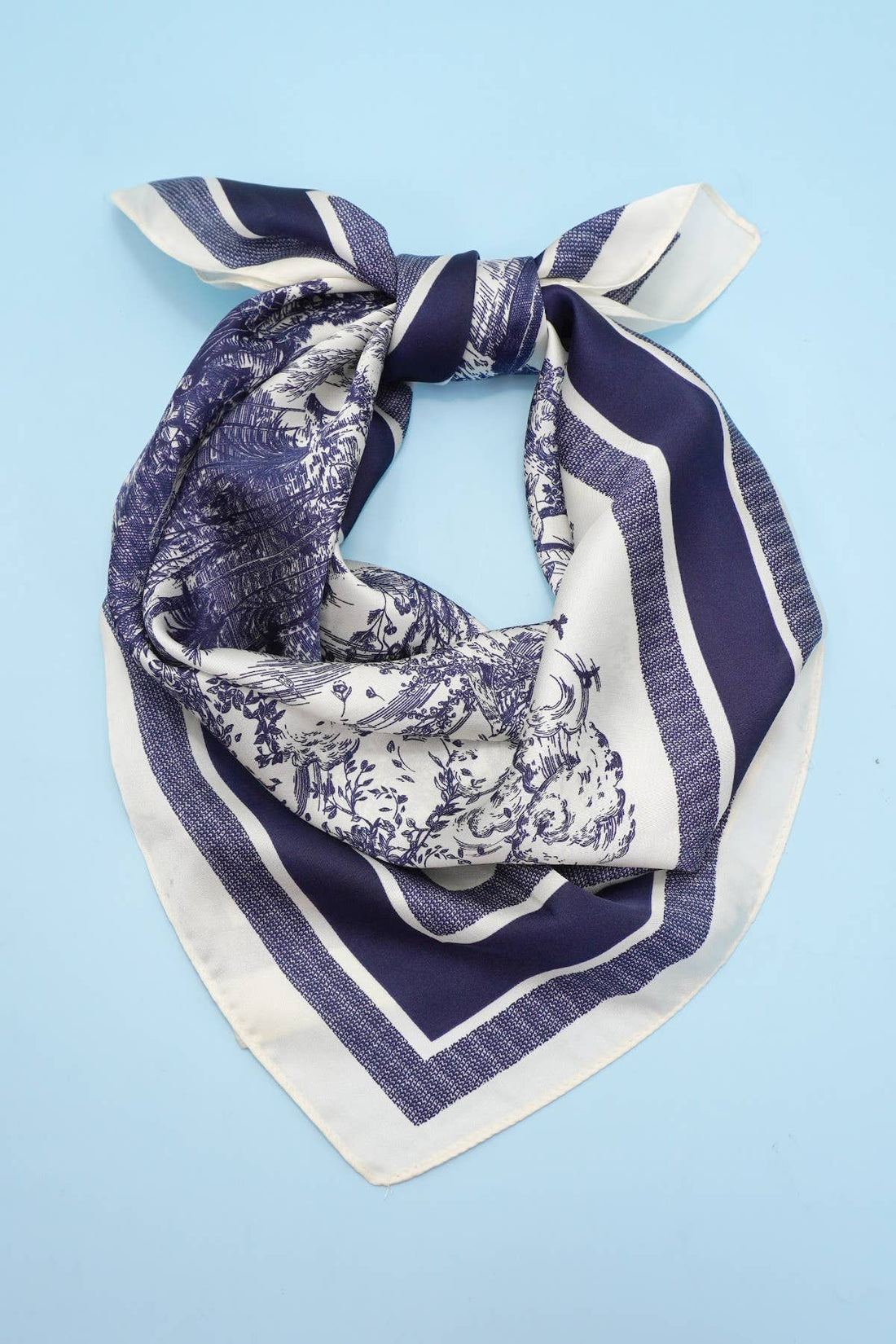 LARGE FLORAL TOILE PRINT BANDANA SCARF