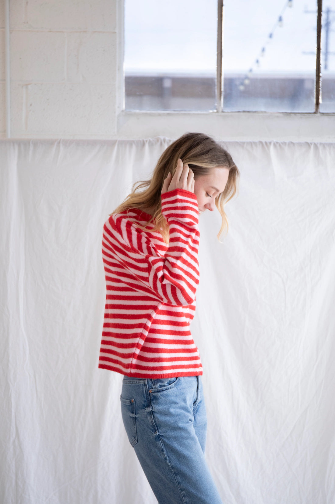 Red Mini Stripped Piper Cardigan