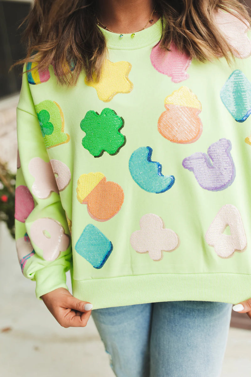 Neon Green Lucky Charm Icon Sweatshirt - Queen of Sparkles