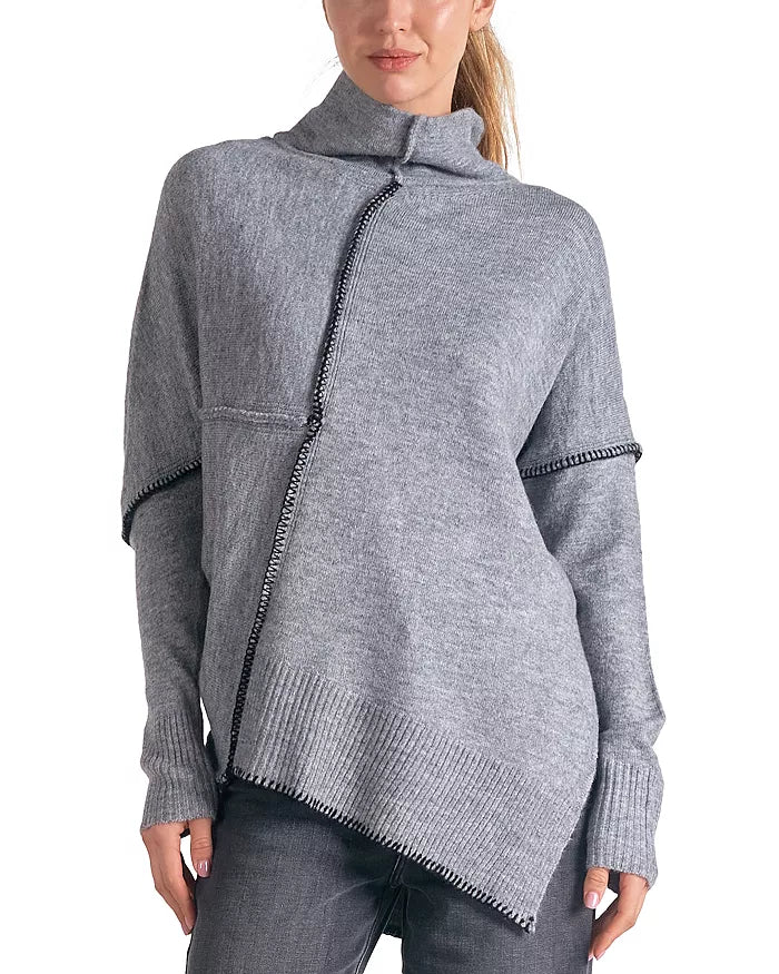 Grey Asymmetrical Stitch Sweater