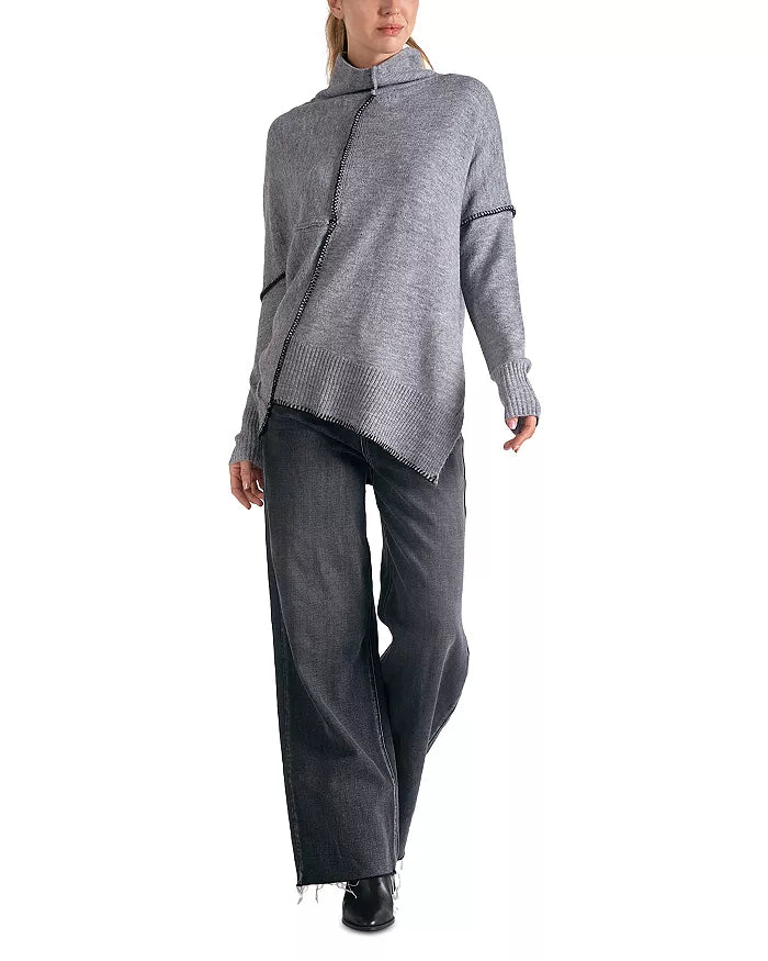 Grey Asymmetrical Stitch Sweater