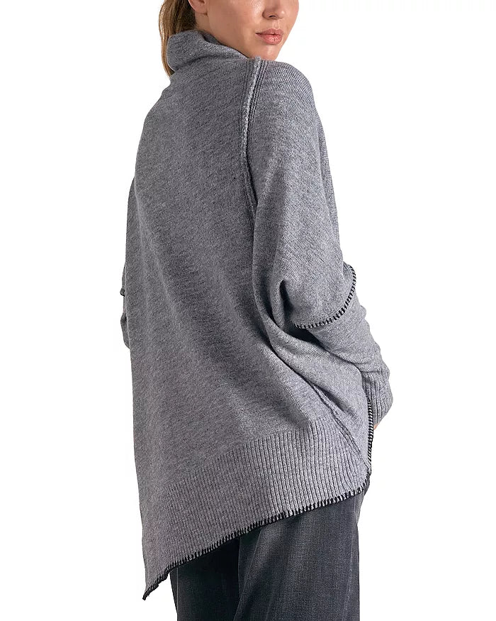 Grey Asymmetrical Stitch Sweater