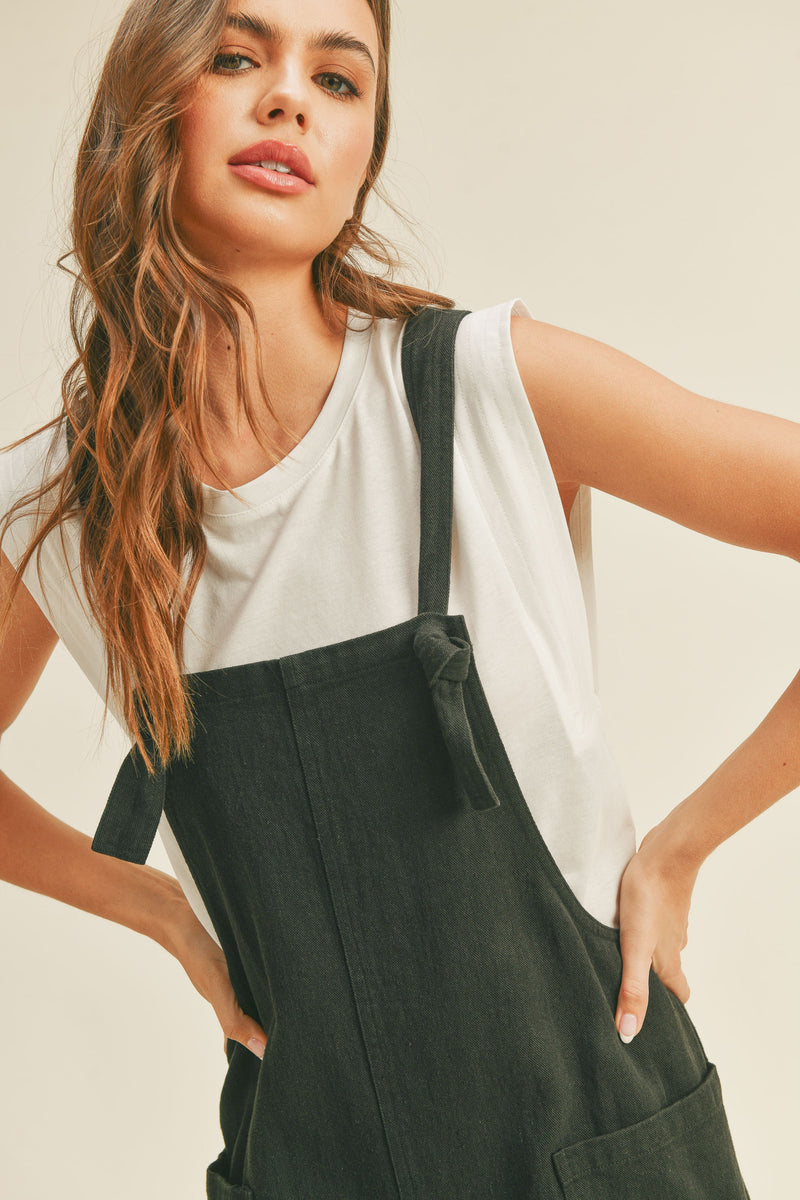 Summer Linen Overalls - black