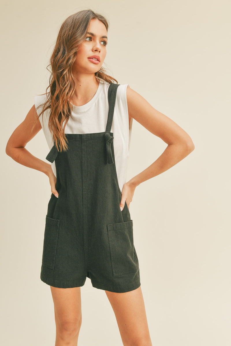 Summer Linen Overalls - black