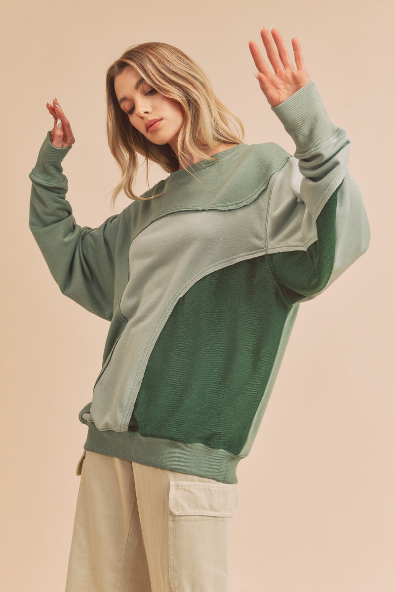 Green Textured Sweatshirt