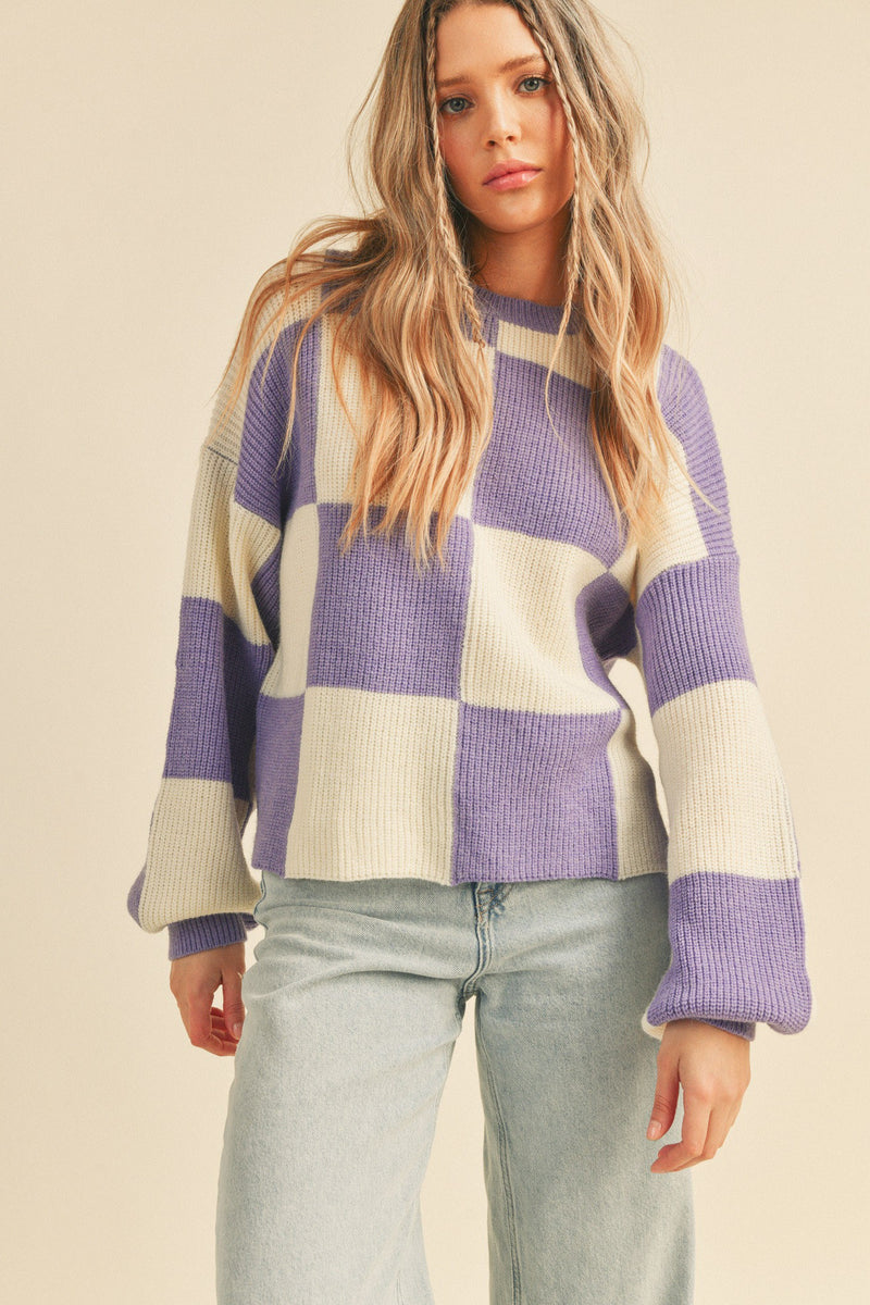 Lavender Checkered Sweater