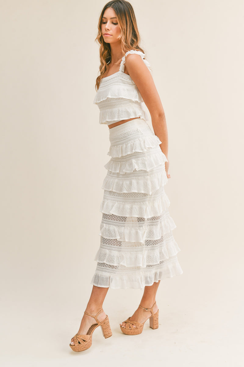 Tiered Ruffle Knit Top and Skirt Set