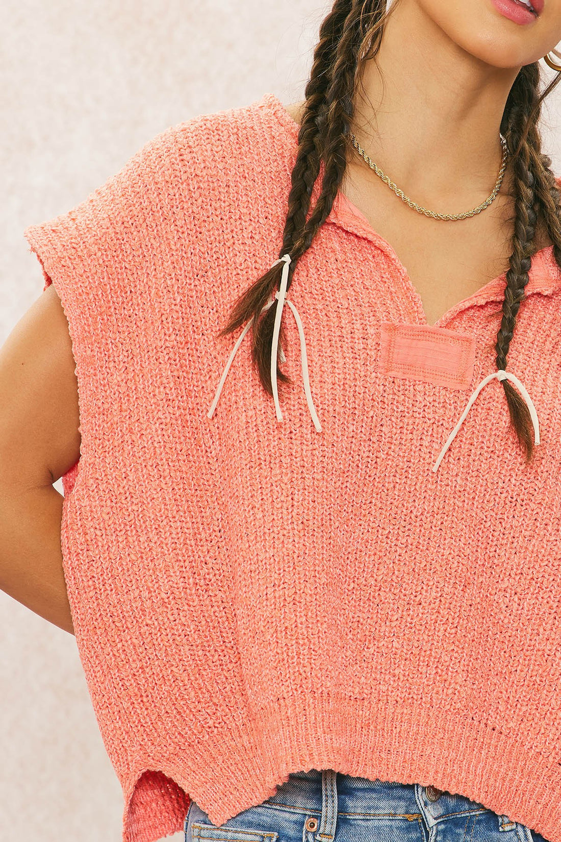 Coral Sleeveless Sweater