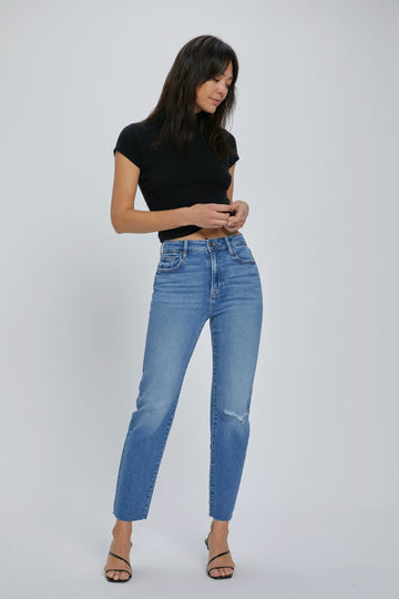 Tracey- Medium Washed Straight Leg Jeans