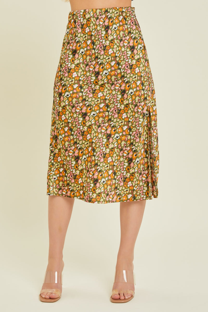 Olive Printed Skirt